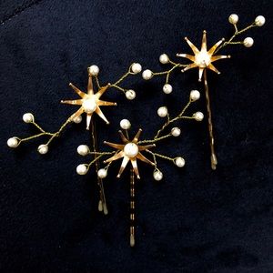 Bridal Wedding Pearl Starburst Hair Pins